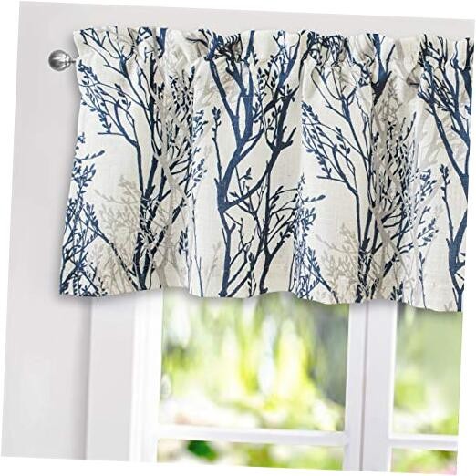 Thermal Insulated Room Darkening Valance with Linen Lined Double Layer