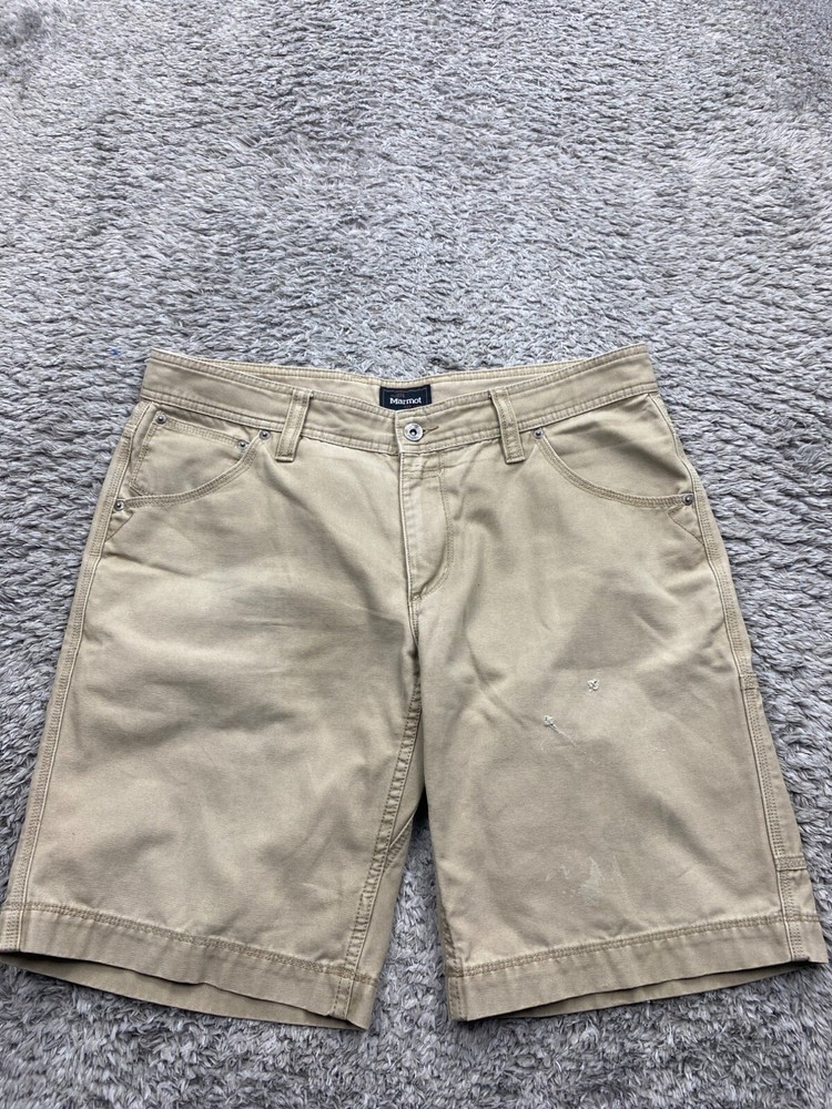 Marmot Shorts Men 34x10 Beige Khaki Ripstop Hiking Outdoor Utility Chino