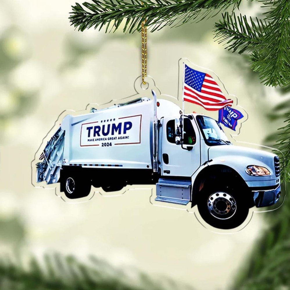 Trump Make America great Again 2025 Trump Garbage Truck Acrylic Ornament