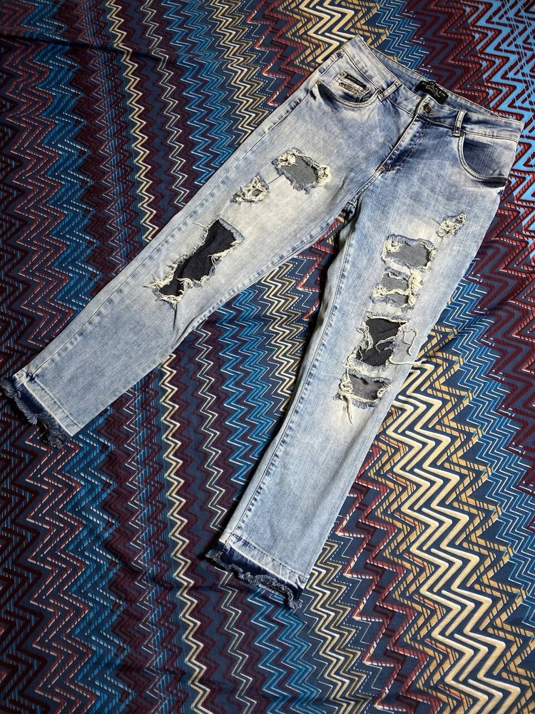 PHILIPP PLEIN Blue Denim Skinny Fit Distressed Jeans Size 27