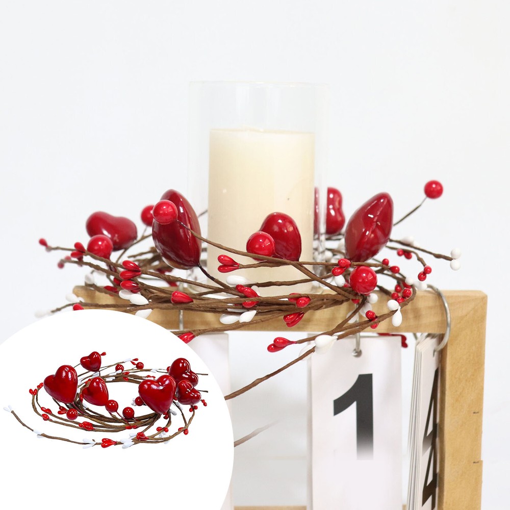 Valentines Heart Berry Candle Ring Wreath Garland Spring Decor