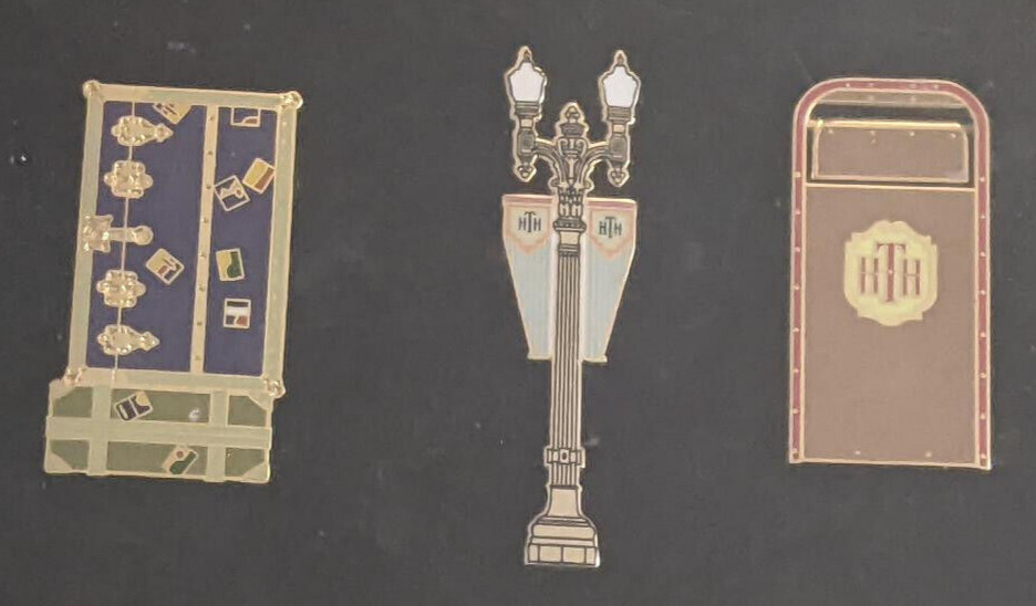 RARE SET Trash Can Cast Exclusive Tower Terror 3 Pin LE DCA CM Disney HTF Hotel