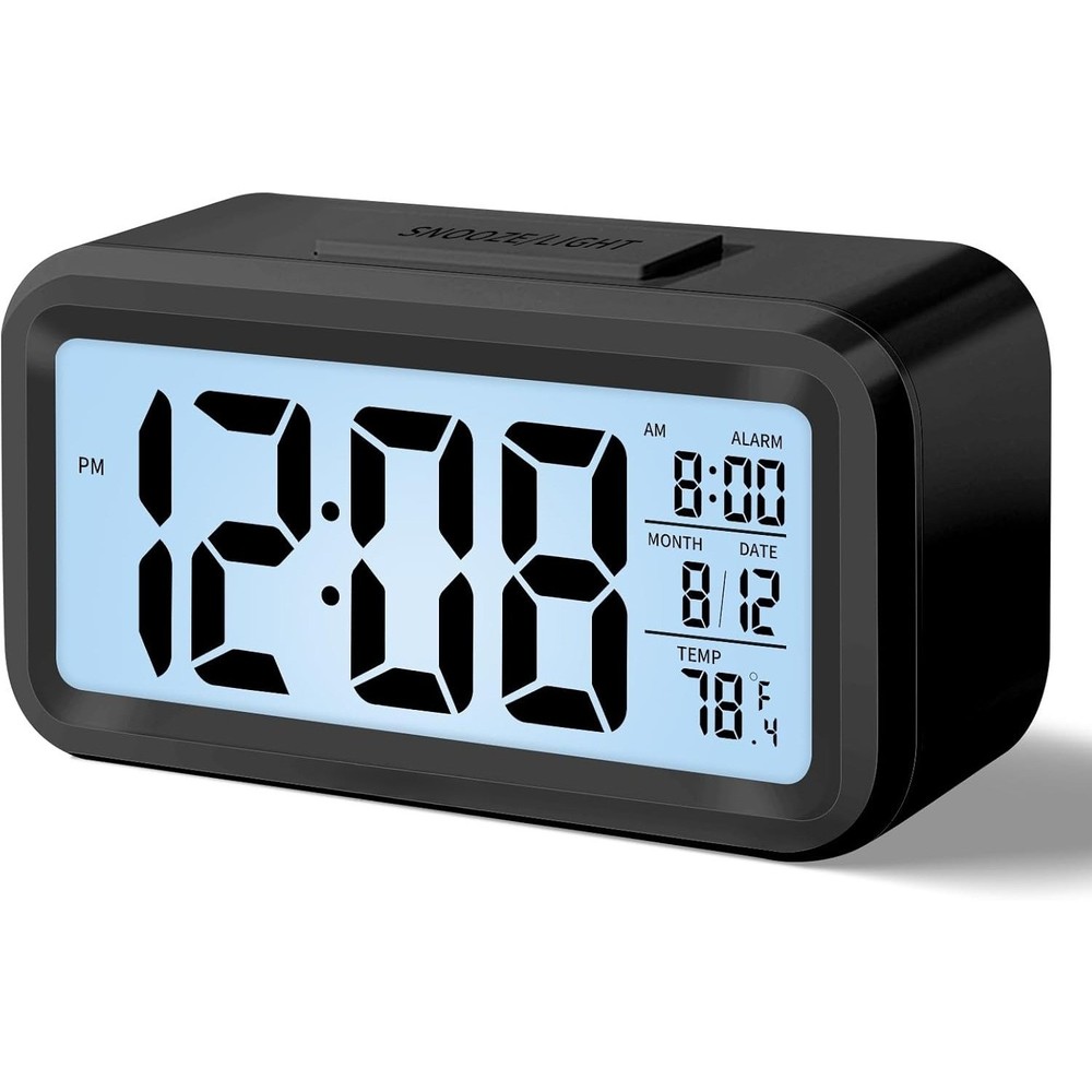 Electric Digital Alarm Clock Battery Backup LED Large Display Snooze Black