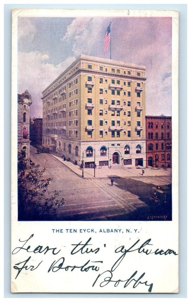 1906 The Ten Eyck Building Street View Albany New York NY Antique Postcard