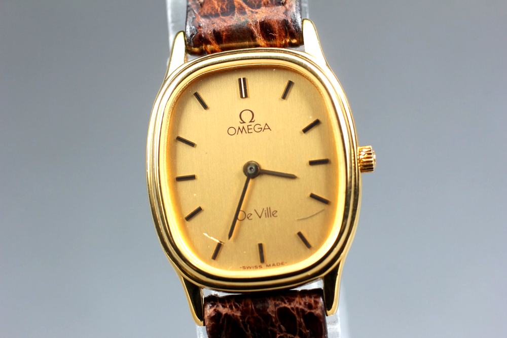 [Exc+5] Vintage OMEGA De Ville Cal.1450 591.0281 19mm Gold Quartz Women's Watch
