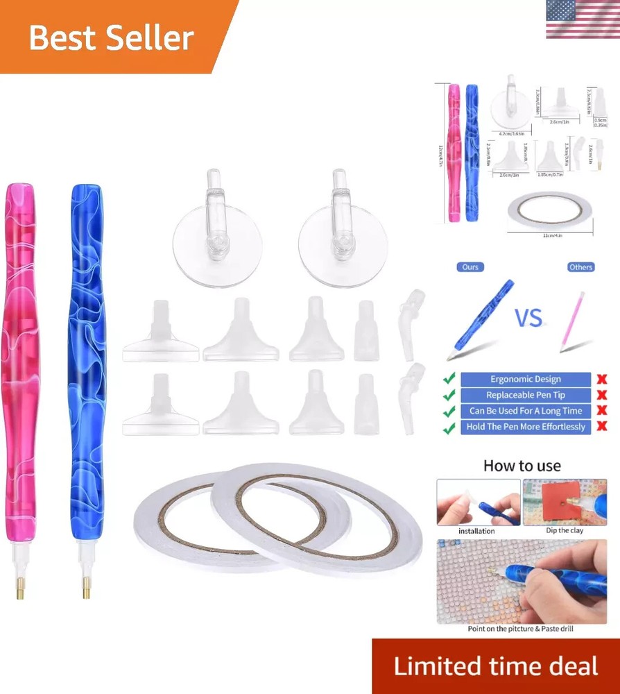 Versatile 5D Diamond Painting Pen Set - Two Color Options, Ergonomic Comfort