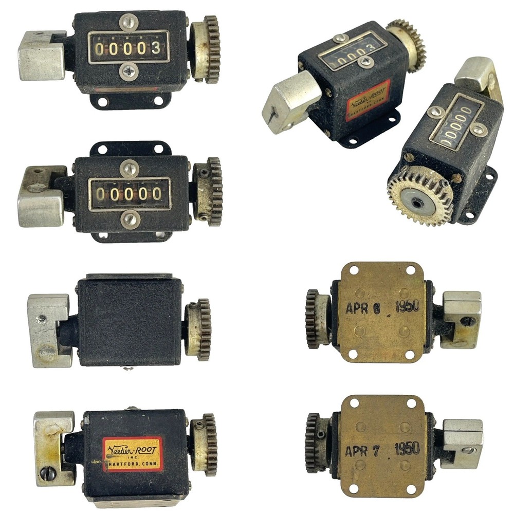 Veeder-Root Inc 2 Vintage Industrial Tally Counters 5 Digit 1950 Hartford Conn