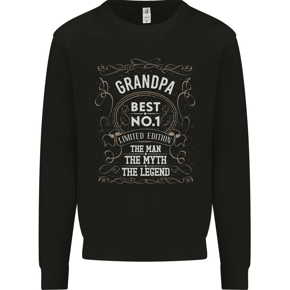 Fathers Day No 1 Grandpa Man Myth Legend Mens Sweatshirt Jumper-image