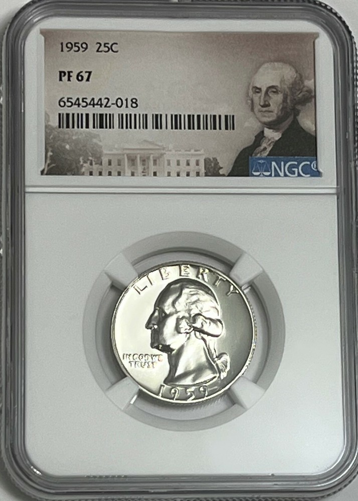 1959 NGC PF67 90% SILVER PROOF WASHINGTON QUARTER GREAT EYE APPEAL PORTRAIT LB