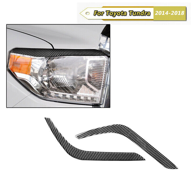 Carbon Fiber Headlamp Eyebrow Trim for 2014-2018 Toyota Tundra Exterior Panel