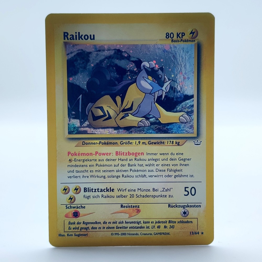 Pokemon TCG Karte - Raikou 13/64 Neo Revelation Deutsch Holo Rare EXC-NM