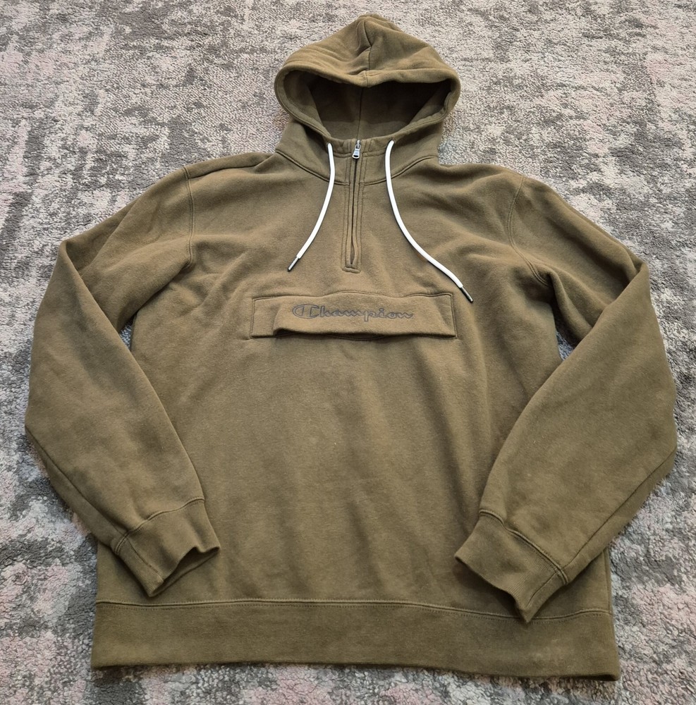 Champion Khaki Green L Pullover Hoodie - Soft Comfort Fit
