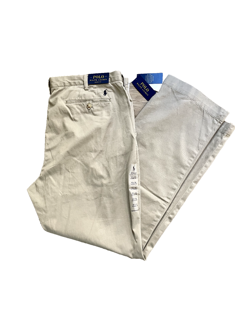 Polo Ralph Lauren Chino Pants Mens 42x34 Tan Classic Fit Business Casual Khakis