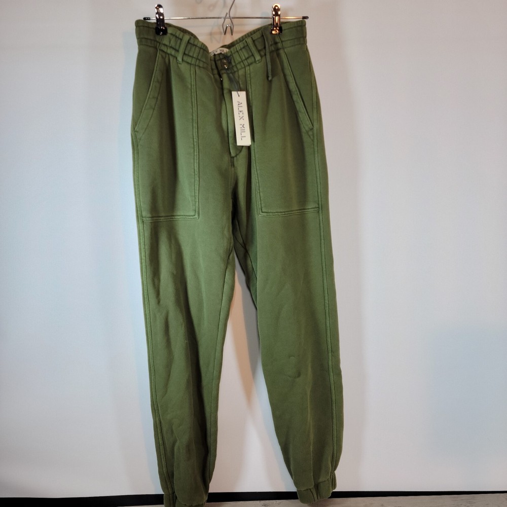 Alex Mill Mens field terry Stretch sweat Pants Size Medium Olive Green Ankle