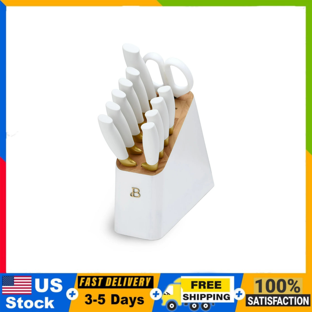 Beautiful 12 Piece Knife Block Set w/ Soft Ergonomic Handles by Drew Barrymore