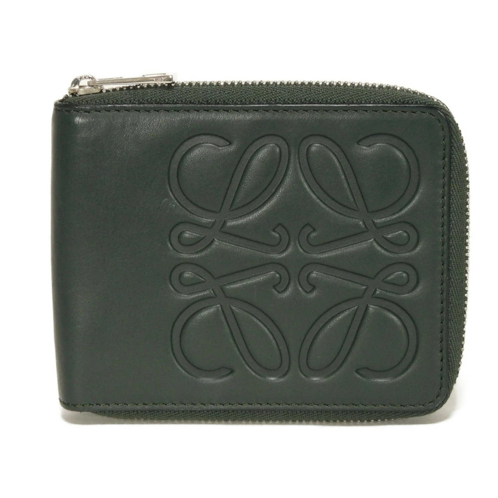 LOEWE Bifold Wallet Zip Around Embossed Anagram Compact Mens Wallet