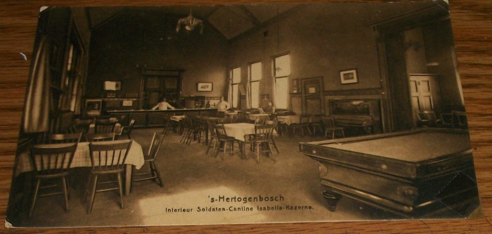 Vintage 1923 Dutch Bar Saloon Pool Table Sepia Postcard