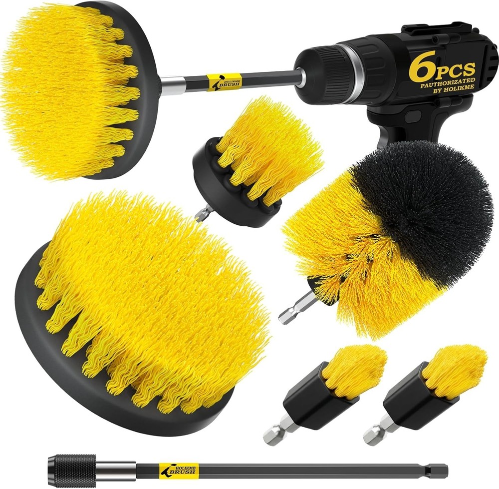 6Pack Drill Brush Power Scrubber Cleaning Brush Extended Long Attachment Set