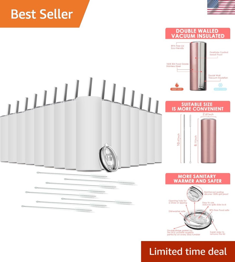 Tumbler with Straw and Lid, Insulated Coffee Travel Mug Tumbler 20 oz Stainle...