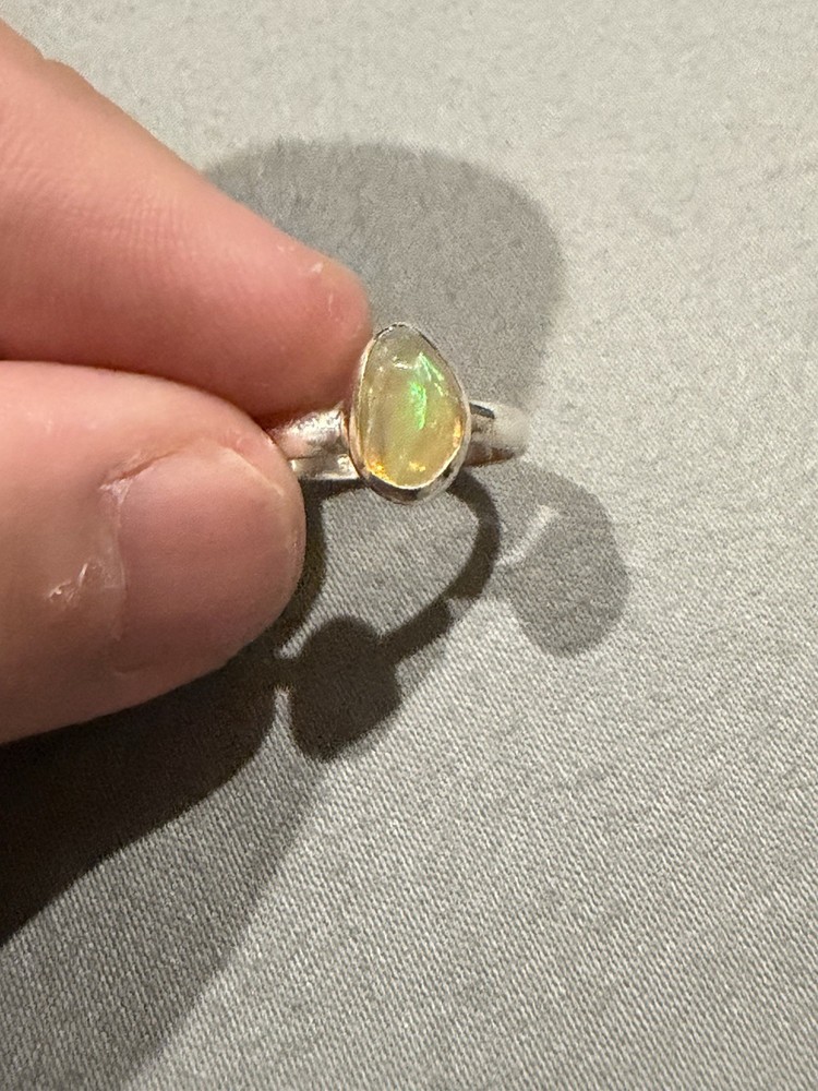 925 Sterling Silver Ring With Natural Ethiopian Opal Size Size 8