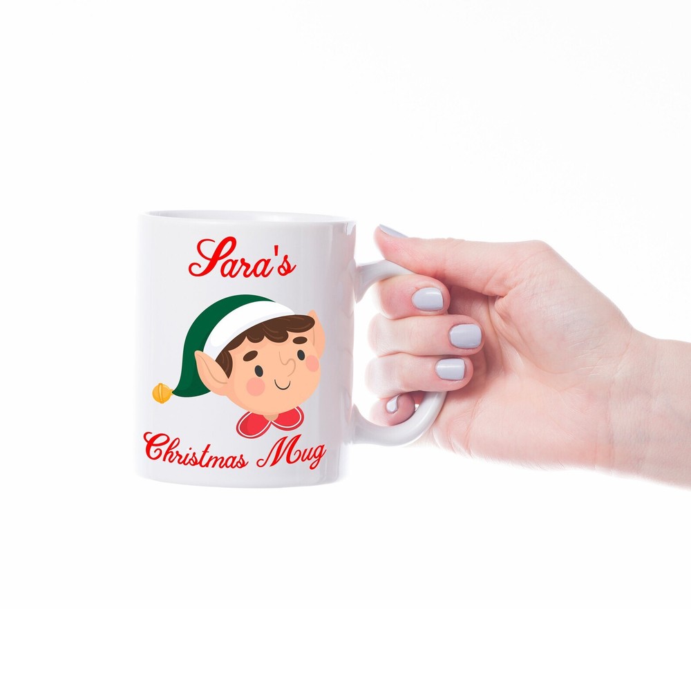 Christmas Personalized Mug Custom Gingerbread Elf Bell Design  