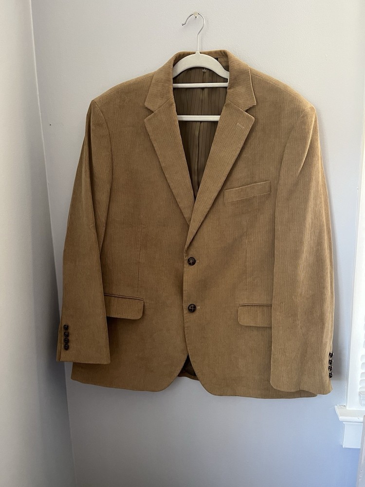 DOCKERS Men’s Corduroy Blazer Jacket 44R tan,  Two Button Lined Pockets Casual