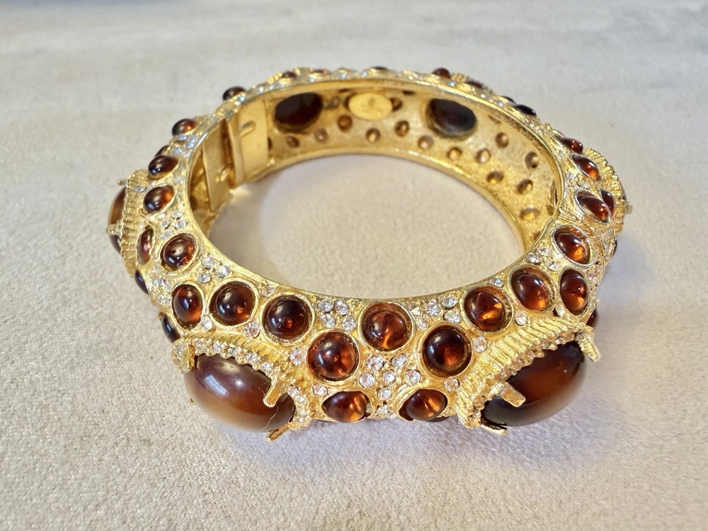 Kenneth Lane KJL Vintage 1960s Jewels Of India Mughal Cabochons Bangle Bracelet