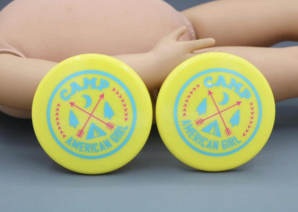 American Girl 2pcs yellow flying disc for 18'' doll fun game camp campfire