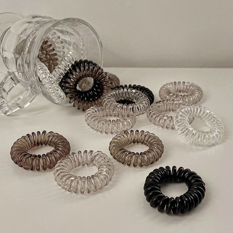 9pc Set Elastic Hair Ties Rubber Telephone Cord Scrunchies Plastic Bands