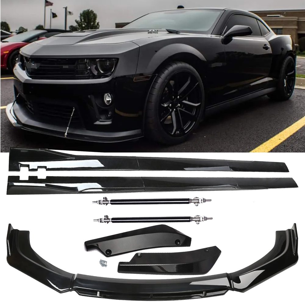 Front Bumper Lip Chin Spoiler Splitter Side Skirt Rear Rod For Chevy Camaro