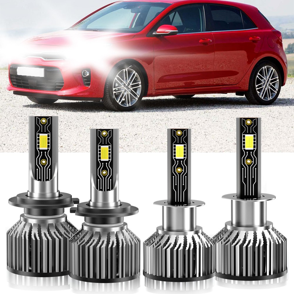 Front LED Headlight Bulb Kit High Low Beam 6500K White For Kia Rio 2012-2017