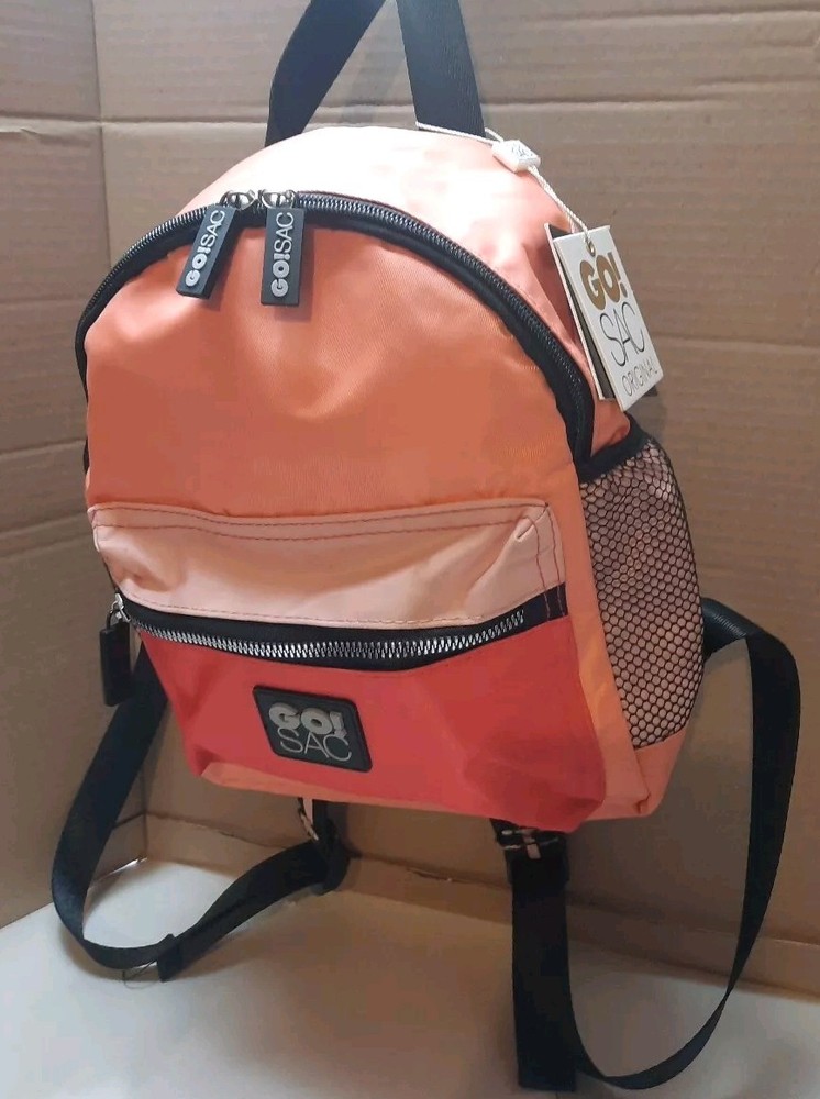 Go Sac Gemma Coral Peach Color Block Backpack Adjustable Straps