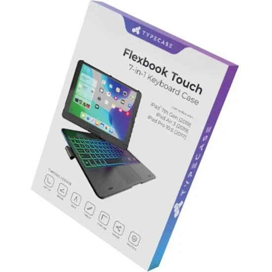 Typecase Flexbook 7-in-1 Keyboard Case W/Touchpad for iPad 10.2”&10.5” , Black