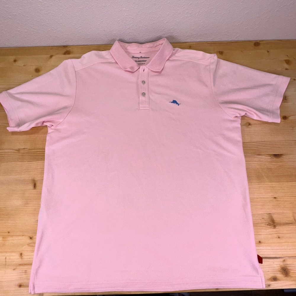 Tommy Bahama IslandZone Supima Polo Shirt Pink L Large Performance Golf
