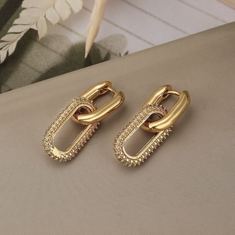 Double Loop Design Drop Earrings Gold Silver Geometric Round Hoop Earrings women