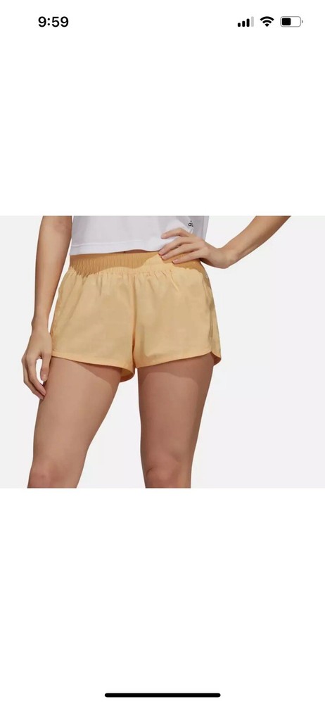 Adidas Women AeroReady Woven Pacer Deboss Training Shorts HN0832 Pulse Amber 2XS