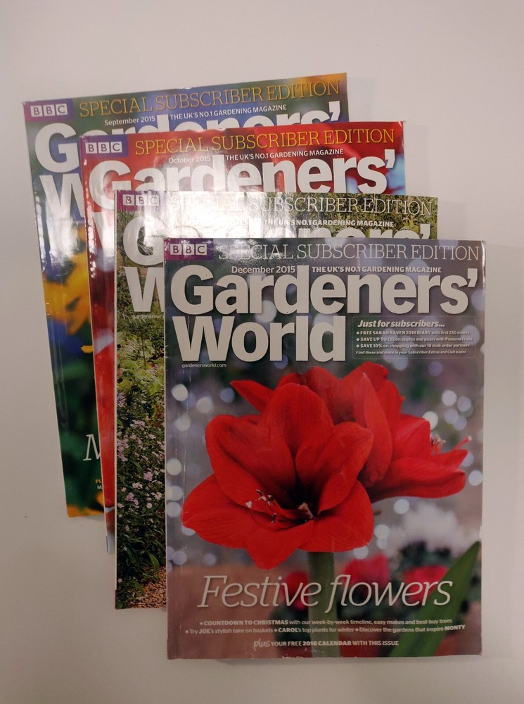 4 x Gardeners' World Magazines 2015 Autumn Bundle - September to December 2015