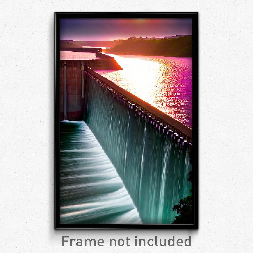 8 Bit Psychedelic Pixel Art Poster - Glossy Dam Video Game Print