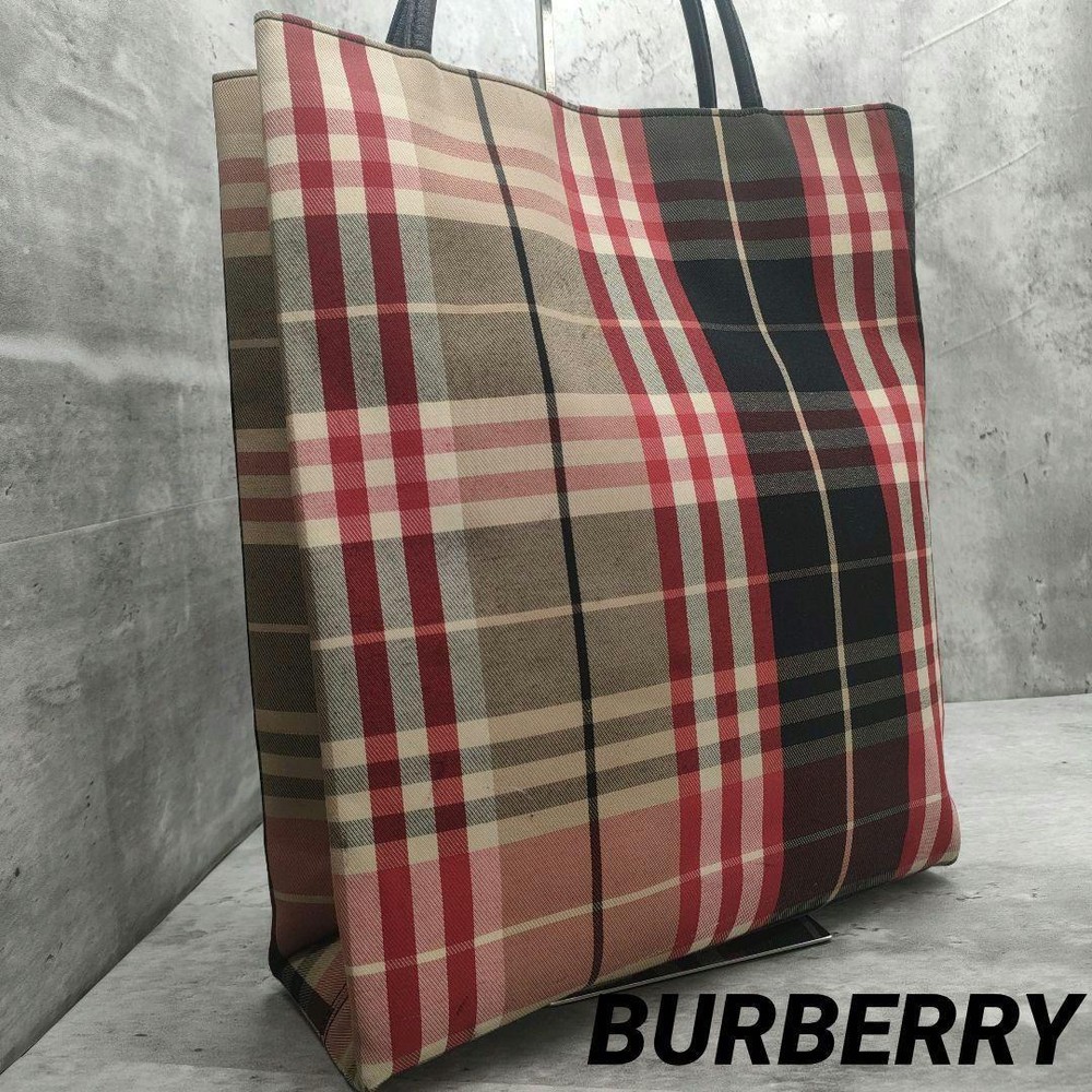 Burberry London Tote Bag Nova Check A4 Canvas Red