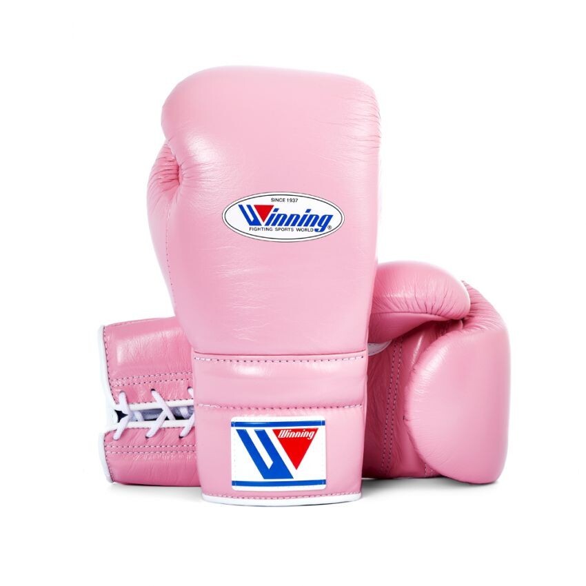 Winning Boxing Gloves 16oz lace up Type Pink