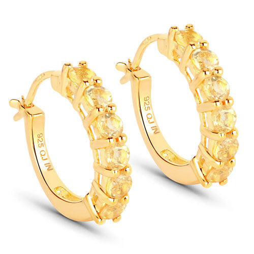1.20 Carat Genuine Citrine Sterling Silver Earrings 925