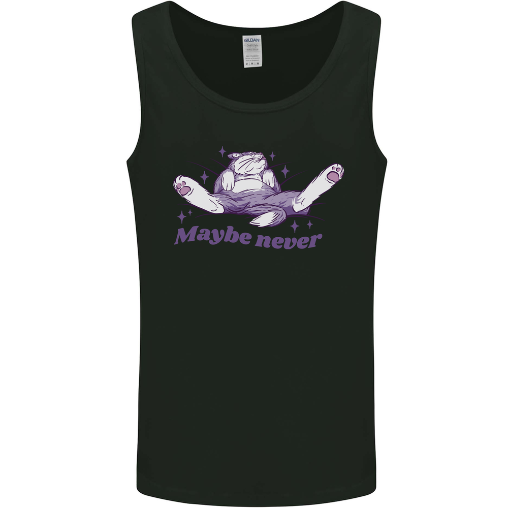 Maybe Never Lazy Cat Sleeping Mens Vest Tank Top