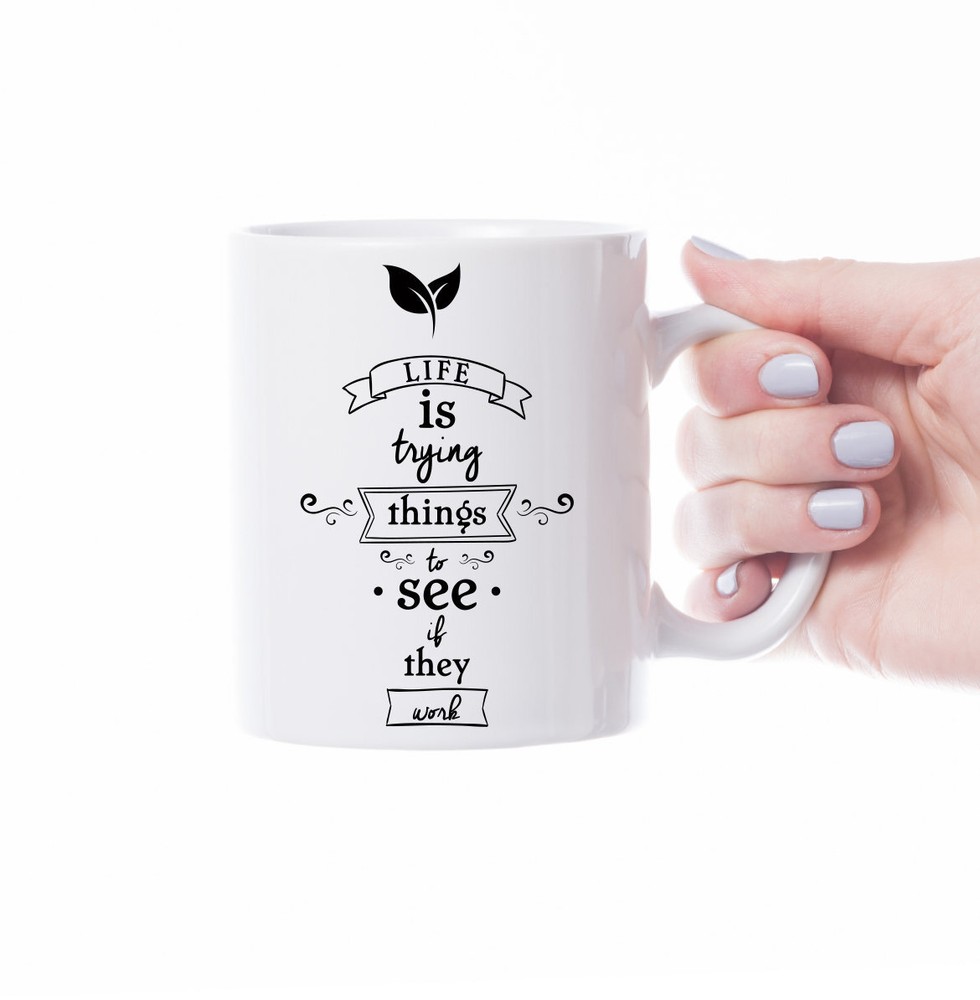 Inspirational Quotes Coffee Mug Try New Things Personalized Gift Mindfulness