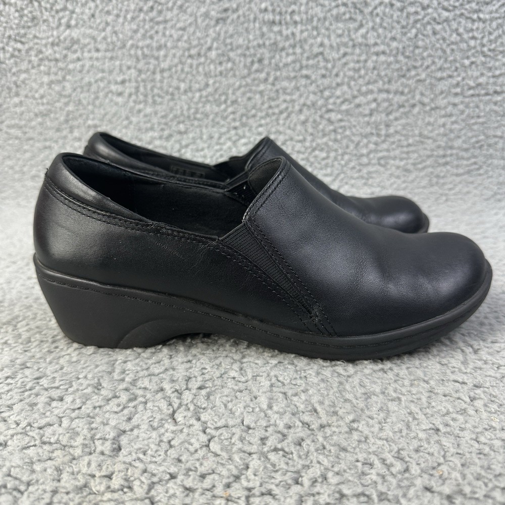 Clarks Womens Shoes Grasp Chime Loafer Black Leather Slip Resistant 26066726 8.5