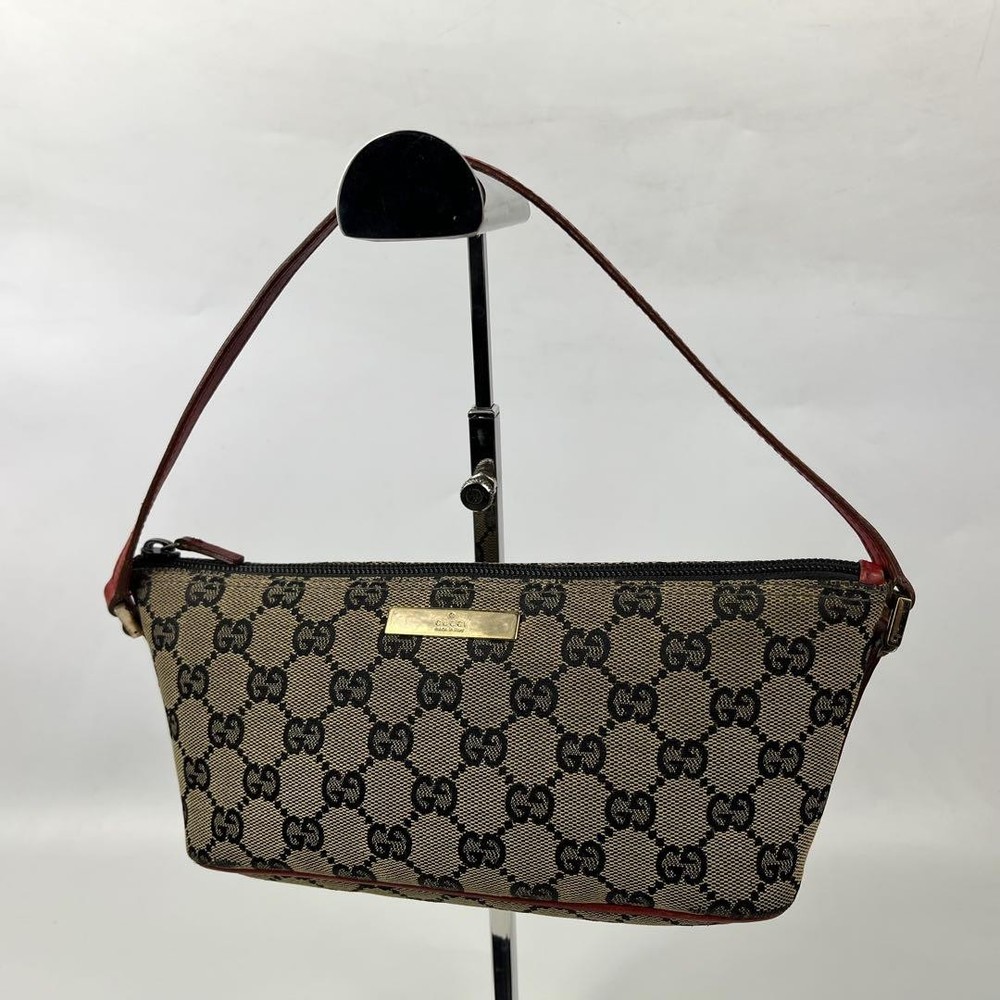 Gucci GG Red Beige Compact Crossbody Pouch Preowned