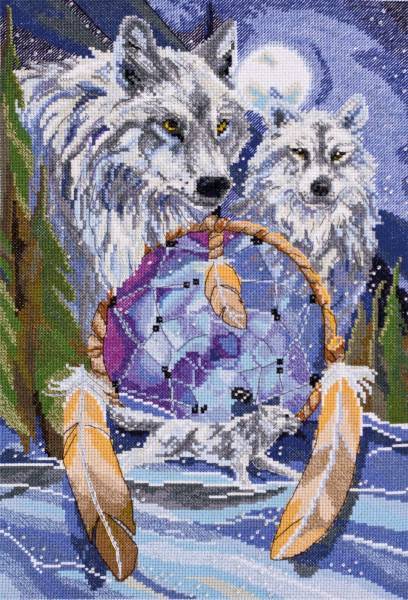 Cross stitch kit - Dreamcatcher 25x38cm White Aida 14ct needlepoint kit