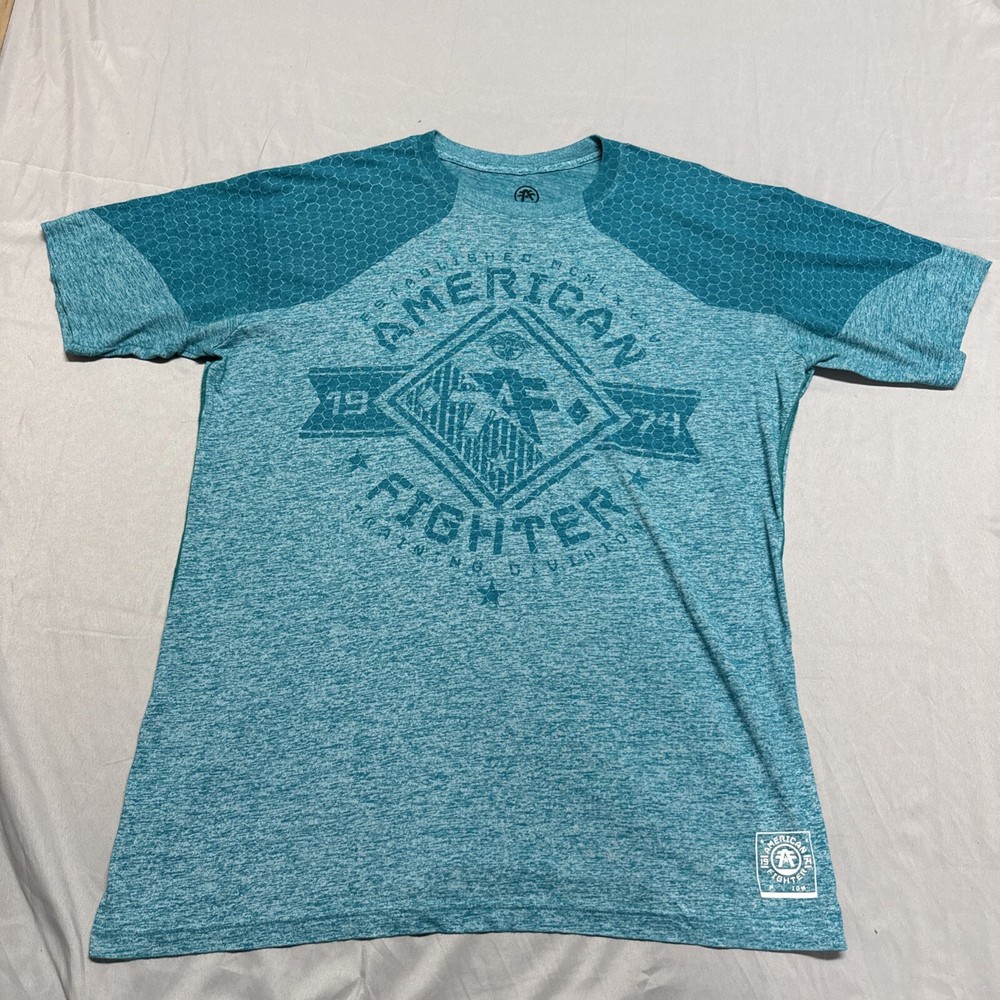 American Fighter Men’s Shirt Sleeve Green Blue T Shirt 3XL