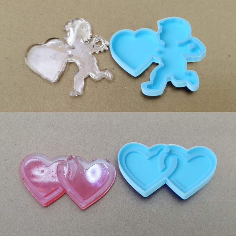 Super Glossy Love Heart Keychain Resin Mold DIY Pendant Silicone Mould