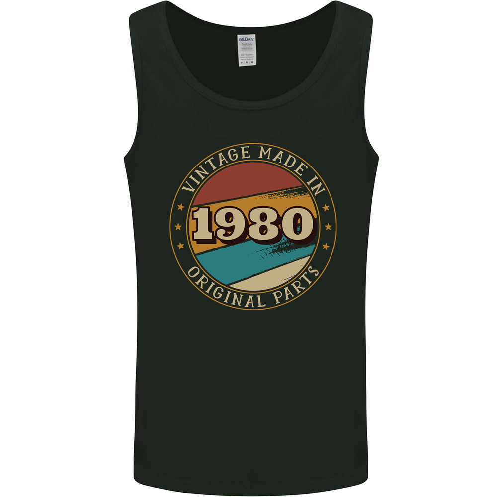 45th Birthday Vintage Made In 1980 Mens Vest Tank Top