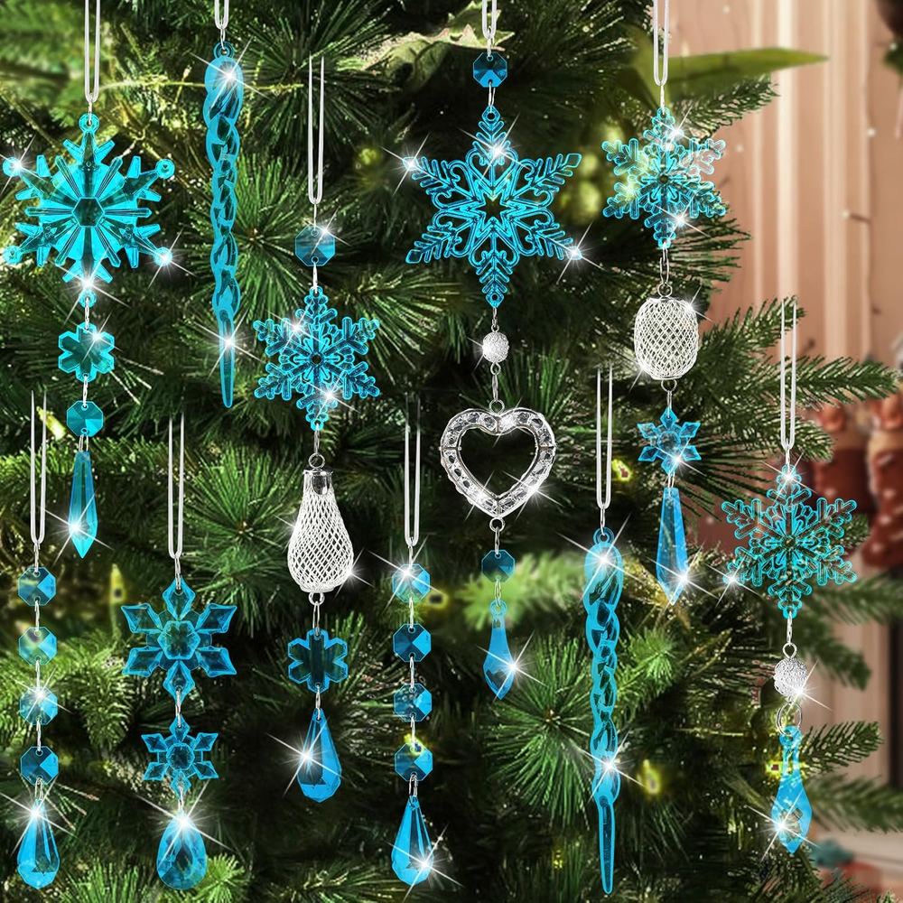 Crystal Snowflake Christmas Tree Decorations - 21Pcs Christmas Tree Ornaments...